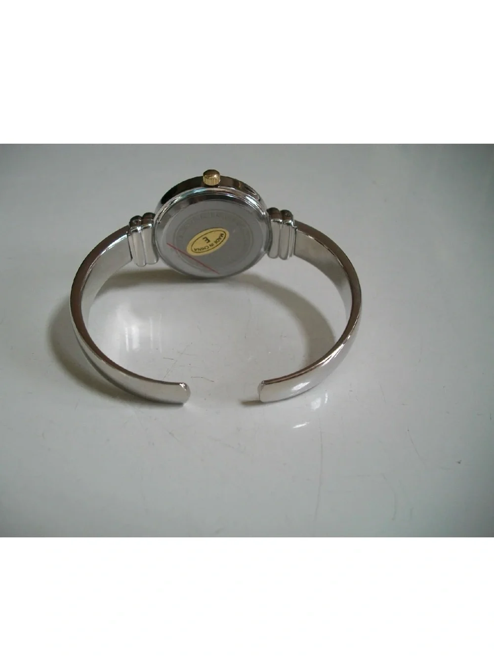 Geneva Silver Bangle Watch with Green Dial